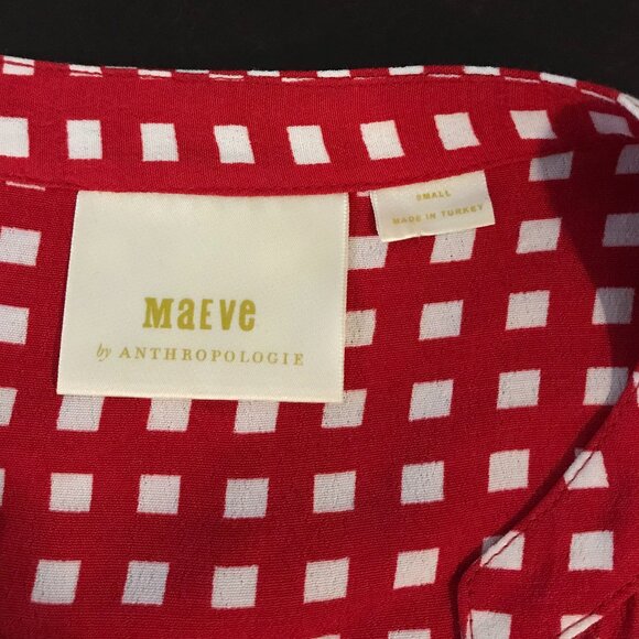 Anthropologie Maeve Juno Red/White Gingham Dress - Size Small - Picture 5 of 11